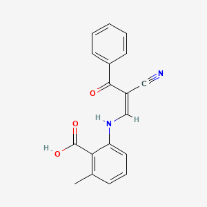 molecular formula C18H14N2O3 B3008647 2-((2-Nitrilo-3-oxo-3-phenylprop-1-enyl)amino)-6-methylbenzoic acid CAS No. 1025165-66-5