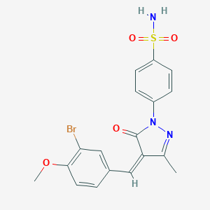 molecular formula C18H16BrN3O4S B300865 4-[4-(3-bromo-4-methoxybenzylidene)-3-methyl-5-oxo-4,5-dihydro-1H-pyrazol-1-yl]benzenesulfonamide 