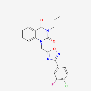 molecular formula C21H18ClFN4O3 B3008660 3-butyl-1-((3-(4-chloro-3-fluorophenyl)-1,2,4-oxadiazol-5-yl)methyl)quinazoline-2,4(1H,3H)-dione CAS No. 1207012-51-8