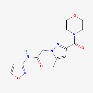 molecular formula C14H17N5O4 B3008669 N-(isoxazol-3-yl)-2-(5-methyl-3-(morpholine-4-carbonyl)-1H-pyrazol-1-yl)acetamide CAS No. 1172443-74-1