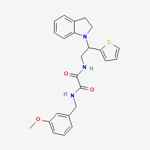 molecular formula C24H25N3O3S B3008671 N1-(2-(indolin-1-yl)-2-(thiophen-2-yl)ethyl)-N2-(3-methoxybenzyl)oxalamide CAS No. 898407-60-8