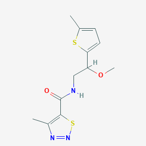molecular formula C12H15N3O2S2 B3008678 N-(2-methoxy-2-(5-methylthiophen-2-yl)ethyl)-4-methyl-1,2,3-thiadiazole-5-carboxamide CAS No. 1797352-17-0