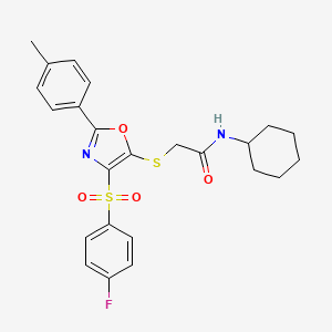 N-cyclohexyl-2-((4-((4-fluorophenyl)sulfonyl)-2-(p-tolyl)oxazol-5-yl)thio)acetamide