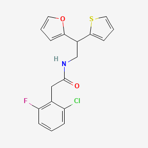 molecular formula C18H15ClFNO2S B3008694 2-(2-chloro-6-fluorophenyl)-N-[2-(furan-2-yl)-2-(thiophen-2-yl)ethyl]acetamide CAS No. 2097892-49-2