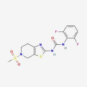 molecular formula C14H14F2N4O3S2 B3008696 1-(2,6-Difluorophenyl)-3-(5-(methylsulfonyl)-4,5,6,7-tetrahydrothiazolo[5,4-c]pyridin-2-yl)urea CAS No. 1421462-45-4