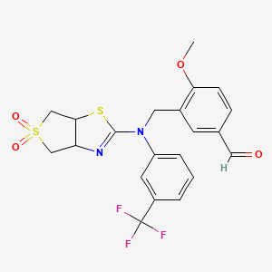 3-(((5,5-Dioxido-3a,4,6,6a-tetrahydrothieno[3,4-d]thiazol-2-yl)(3-(trifluoromethyl)phenyl)amino)methyl)-4-methoxybenzaldehyde