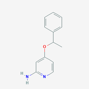 molecular formula C13H14N2O B3008714 4-(1-苯乙氧基)吡啶-2-胺 CAS No. 1566382-11-3