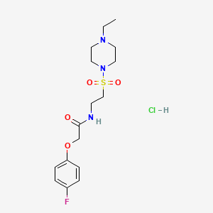 molecular formula C16H25ClFN3O4S B3008715 N-(2-((4-乙基哌嗪-1-基)磺酰基)乙基)-2-(4-氟苯氧基)乙酰胺盐酸盐 CAS No. 1329641-52-2