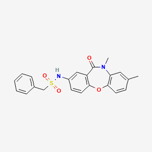 molecular formula C22H20N2O4S B3008723 N-(8,10-dimethyl-11-oxo-10,11-dihydrodibenzo[b,f][1,4]oxazepin-2-yl)-1-phenylmethanesulfonamide CAS No. 922095-02-1
