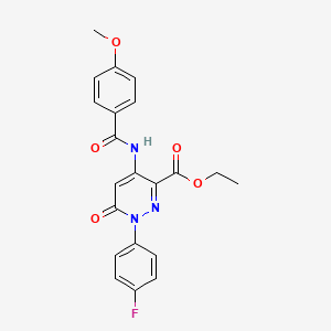 molecular formula C21H18FN3O5 B3008725 Ethyl 1-(4-fluorophenyl)-4-(4-methoxybenzamido)-6-oxo-1,6-dihydropyridazine-3-carboxylate CAS No. 946363-74-2