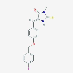 molecular formula C18H15IN2O2S B300874 5-{4-[(4-Iodobenzyl)oxy]benzylidene}-3-methyl-2-thioxo-4-imidazolidinone 
