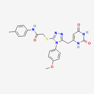 molecular formula C23H22N6O4S B3008744 2-((5-((2,6-二氧代-1,2,3,6-四氢嘧啶-4-基)甲基)-4-(4-甲氧基苯基)-4H-1,2,4-三唑-3-基)硫代)-N-(对甲苯基)乙酰胺 CAS No. 852152-90-0