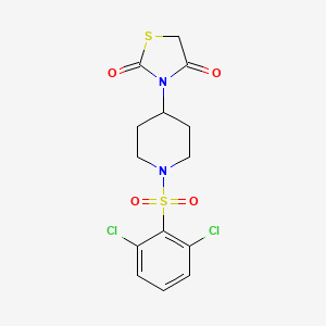 molecular formula C14H14Cl2N2O4S2 B3008751 3-(1-((2,6-Dichlorophenyl)sulfonyl)piperidin-4-yl)thiazolidine-2,4-dione CAS No. 1795302-11-2