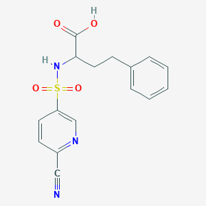 molecular formula C16H15N3O4S B3008754 2-[(6-Cyanopyridin-3-yl)sulfonylamino]-4-phenylbutanoic acid CAS No. 2305271-25-2