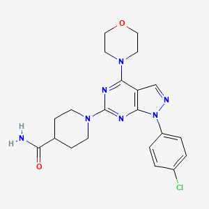 molecular formula C21H24ClN7O2 B3008758 1-(1-(4-氯苯基)-4-吗啉基-1H-吡唑并[3,4-d]嘧啶-6-基)哌啶-4-甲酰胺 CAS No. 1207046-79-4