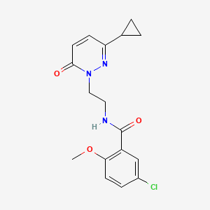 molecular formula C17H18ClN3O3 B3008763 5-chloro-N-(2-(3-cyclopropyl-6-oxopyridazin-1(6H)-yl)ethyl)-2-methoxybenzamide CAS No. 2034303-47-2