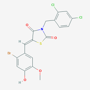 molecular formula C18H12BrCl2NO4S B300877 5-(2-Bromo-4-hydroxy-5-methoxybenzylidene)-3-(2,4-dichlorobenzyl)-1,3-thiazolidine-2,4-dione 