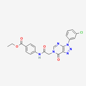 molecular formula C21H17ClN6O4 B3008771 ethyl 4-(2-(3-(3-chlorophenyl)-7-oxo-3H-[1,2,3]triazolo[4,5-d]pyrimidin-6(7H)-yl)acetamido)benzoate CAS No. 892481-15-1