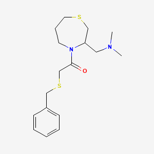 molecular formula C17H26N2OS2 B3008773 2-(Benzylthio)-1-(3-((dimethylamino)methyl)-1,4-thiazepan-4-yl)ethanone CAS No. 1421504-54-2