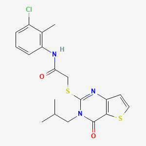 molecular formula C19H20ClN3O2S2 B3008777 N-(3-氯-2-甲基苯基)-2-{[3-(2-甲基丙基)-4-氧代-3,4-二氢噻吩并[3,2-d]嘧啶-2-基]硫代}乙酰胺 CAS No. 1252923-01-5