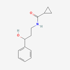 molecular formula C13H17NO2 B3008783 N-(3-羟基-3-苯基丙基)环丙烷甲酰胺 CAS No. 1396795-46-2