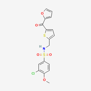 molecular formula C17H14ClNO5S2 B3008785 3-chloro-N-((5-(furan-2-carbonyl)thiophen-2-yl)methyl)-4-methoxybenzenesulfonamide CAS No. 1797141-12-8