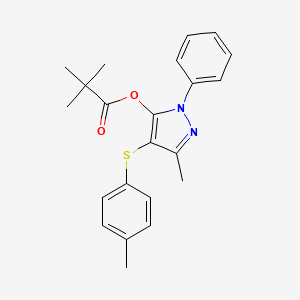 molecular formula C22H24N2O2S B3008786 3-methyl-1-phenyl-4-(p-tolylthio)-1H-pyrazol-5-yl pivalate CAS No. 851126-66-4