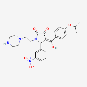 molecular formula C26H30N4O6 B3008790 3-hydroxy-4-(4-isopropoxybenzoyl)-5-(3-nitrophenyl)-1-(2-(piperazin-1-yl)ethyl)-1H-pyrrol-2(5H)-one CAS No. 433316-59-7