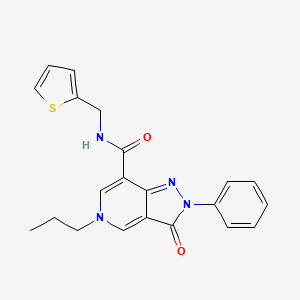 molecular formula C21H20N4O2S B3008791 3-oxo-2-phenyl-5-propyl-N-(thiophen-2-ylmethyl)-3,5-dihydro-2H-pyrazolo[4,3-c]pyridine-7-carboxamide CAS No. 921833-89-8