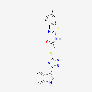 molecular formula C21H18N6OS2 B3008799 2-((5-(1H-吲哚-3-基)-4-甲基-4H-1,2,4-三唑-3-基)硫代)-N-(6-甲基苯并[d]噻唑-2-基)乙酰胺 CAS No. 852143-15-8