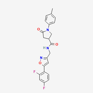 molecular formula C22H19F2N3O3 B3008801 N-((5-(2,4-difluorophenyl)isoxazol-3-yl)methyl)-5-oxo-1-(p-tolyl)pyrrolidine-3-carboxamide CAS No. 1021265-13-3