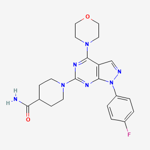 molecular formula C21H24FN7O2 B3008802 1-(1-(4-氟苯基)-4-吗啉代-1H-吡唑并[3,4-d]嘧啶-6-基)哌啶-4-甲酰胺 CAS No. 1206995-85-8
