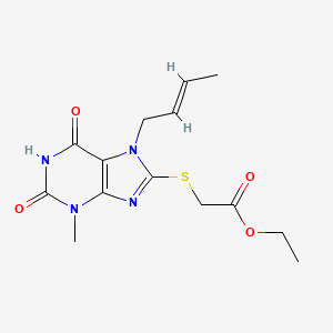 molecular formula C14H18N4O4S B3008815 (E)-ethyl 2-((7-(but-2-en-1-yl)-3-methyl-2,6-dioxo-2,3,6,7-tetrahydro-1H-purin-8-yl)thio)acetate CAS No. 306732-99-0
