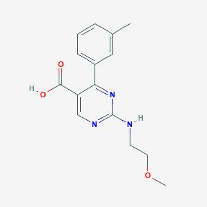 molecular formula C15H17N3O3 B3008816 2-[(2-Methoxyethyl)amino]-4-(3-methylphenyl)pyrimidine-5-carboxylic acid CAS No. 1341025-25-9