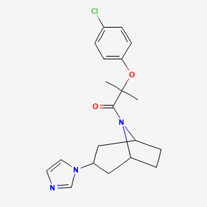 molecular formula C20H24ClN3O2 B3008818 1-((1R,5S)-3-(1H-咪唑-1-基)-8-氮杂双环[3.2.1]辛-8-基)-2-(4-氯苯氧基)-2-甲基丙-1-酮 CAS No. 2319720-88-0