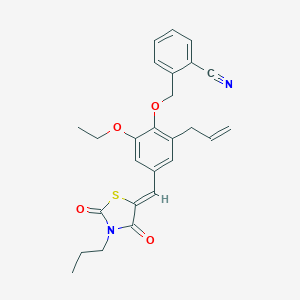 molecular formula C26H26N2O4S B300882 2-({2-Allyl-4-[(2,4-dioxo-3-propyl-1,3-thiazolidin-5-ylidene)methyl]-6-ethoxyphenoxy}methyl)benzonitrile 