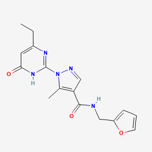 1-(4-ethyl-6-oxo-1H-pyrimidin-2-yl)-N-(furan-2-ylmethyl)-5-methylpyrazole-4-carboxamide