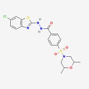 molecular formula C20H21ClN4O4S2 B3008828 N'-(6-chlorobenzo[d]thiazol-2-yl)-4-((2,6-dimethylmorpholino)sulfonyl)benzohydrazide CAS No. 851980-23-9