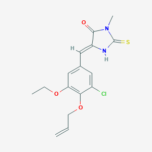 molecular formula C16H17ClN2O3S B300883 5-[4-(Allyloxy)-3-chloro-5-ethoxybenzylidene]-3-methyl-2-thioxo-4-imidazolidinone 