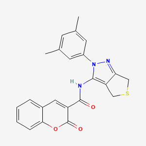 molecular formula C23H19N3O3S B3008835 N-(2-(3,5-二甲基苯基)-4,6-二氢-2H-噻吩并[3,4-c]吡唑-3-基)-2-氧代-2H-色烯-3-甲酰胺 CAS No. 476459-45-7