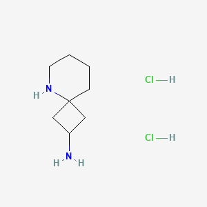 molecular formula C8H18Cl2N2 B3008837 5-氮杂螺[3.5]壬烷-2-胺；二盐酸盐 CAS No. 2580254-99-3
