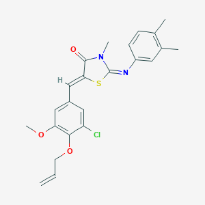 molecular formula C23H23ClN2O3S B300884 (2E,5Z)-5-[3-chloro-5-methoxy-4-(prop-2-en-1-yloxy)benzylidene]-2-[(3,4-dimethylphenyl)imino]-3-methyl-1,3-thiazolidin-4-one 