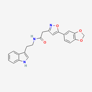 molecular formula C22H19N3O4 B3008845 N-(2-(1H-indol-3-yl)ethyl)-2-(5-(benzo[d][1,3]dioxol-5-yl)isoxazol-3-yl)acetamide CAS No. 1105206-57-2