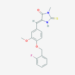 molecular formula C19H17FN2O3S B300885 (5Z)-5-{4-[(2-fluorobenzyl)oxy]-3-methoxybenzylidene}-3-methyl-2-thioxoimidazolidin-4-one 