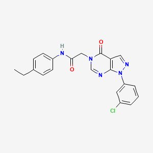 molecular formula C21H18ClN5O2 B3008856 2-[1-(3-氯苯基)-4-氧代吡唑并[3,4-d]嘧啶-5-基]-N-(4-乙基苯基)乙酰胺 CAS No. 887457-83-2