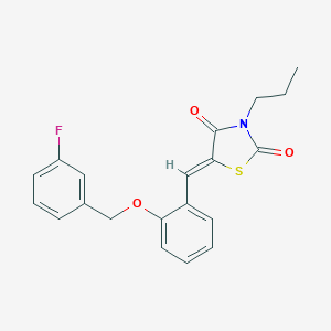 molecular formula C20H18FNO3S B300886 5-{2-[(3-Fluorobenzyl)oxy]benzylidene}-3-propyl-1,3-thiazolidine-2,4-dione 