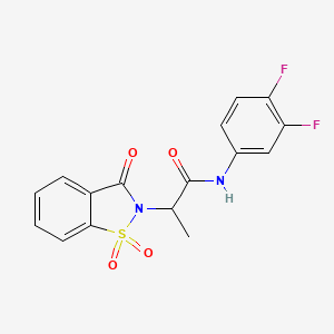 molecular formula C16H12F2N2O4S B3008860 N-(3,4-difluorophenyl)-2-(1,1-dioxido-3-oxobenzo[d]isothiazol-2(3H)-yl)propanamide CAS No. 899955-38-5