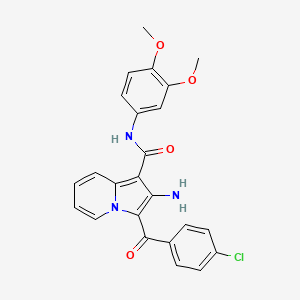 molecular formula C24H20ClN3O4 B3008868 2-amino-3-(4-chlorobenzoyl)-N-(3,4-dimethoxyphenyl)indolizine-1-carboxamide CAS No. 898417-80-6