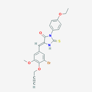 molecular formula C22H19BrN2O4S B300887 5-[3-Bromo-5-methoxy-4-(2-propynyloxy)benzylidene]-3-(4-ethoxyphenyl)-2-thioxo-4-imidazolidinone 