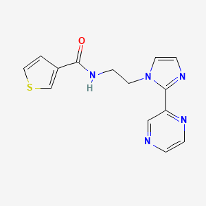 molecular formula C14H13N5OS B3008874 N-(2-(2-(吡嗪-2-基)-1H-咪唑-1-基)乙基)噻吩-3-甲酰胺 CAS No. 2034508-92-2